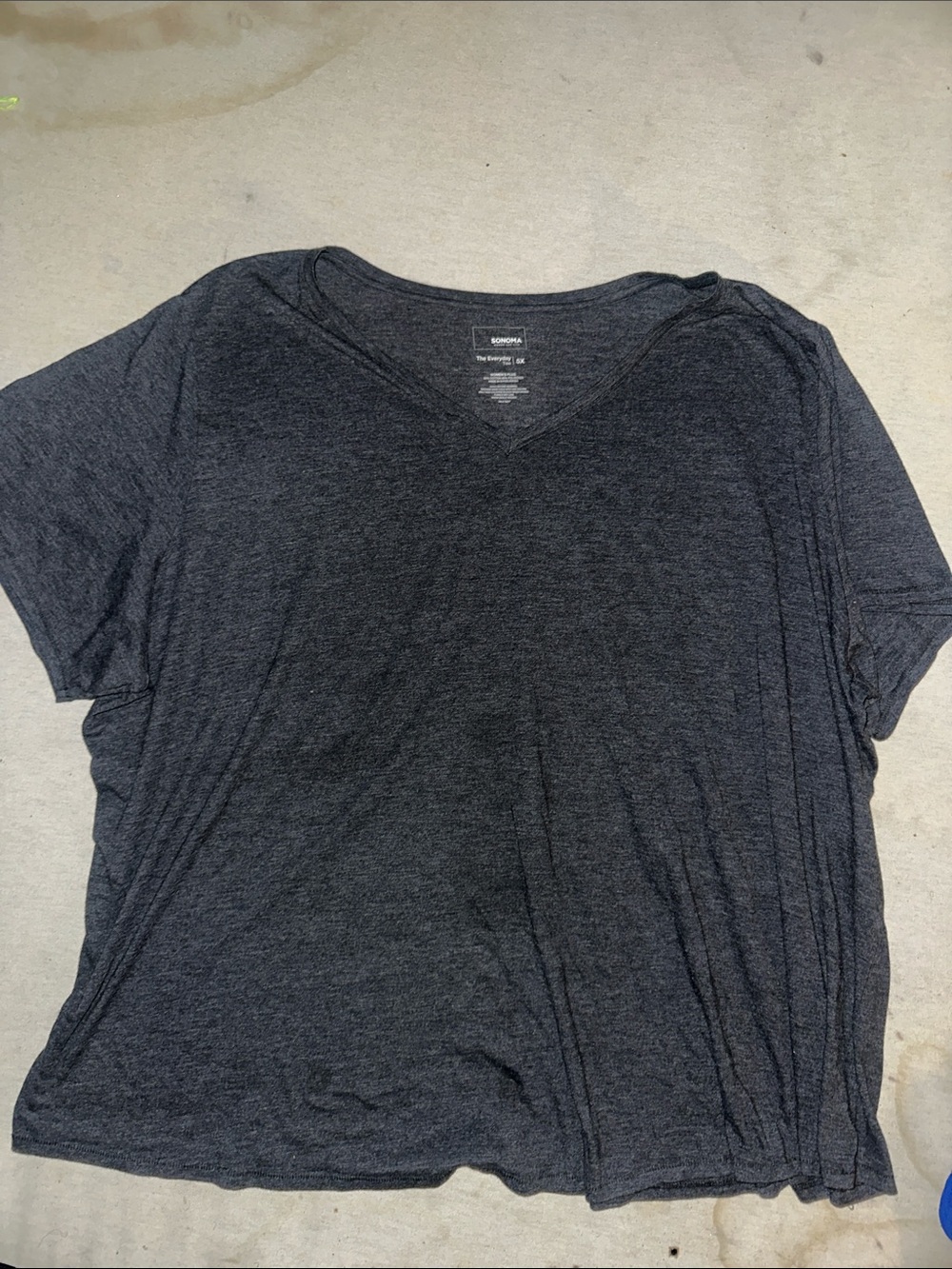 Mens Size 5X Sonoma Charcoal V-Neck Short Sleeve Shirt